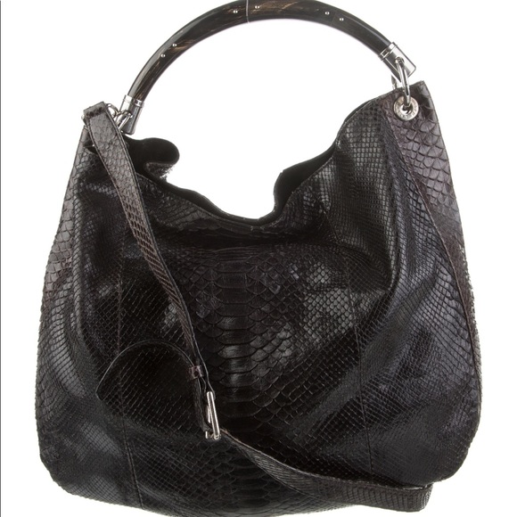 Ralph Lauren Black Python Snakeskin Purse Shoulder Bag - Picture 5 of 6